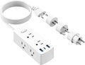 European Travel Plug Adapter, Olcorife Universal Travel Adapter for EU UK US AUS, 6 Outlets 3 USB Ports with 5ft Extension Cord, International Power Adapter for US to Europe UK AUS
