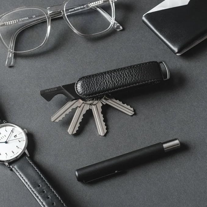 Jibbon Italian Premium Leather Key Organizer - Stylish Key Holder with Marine Grade 316 Stainless Steel, Compact EDC Keychain