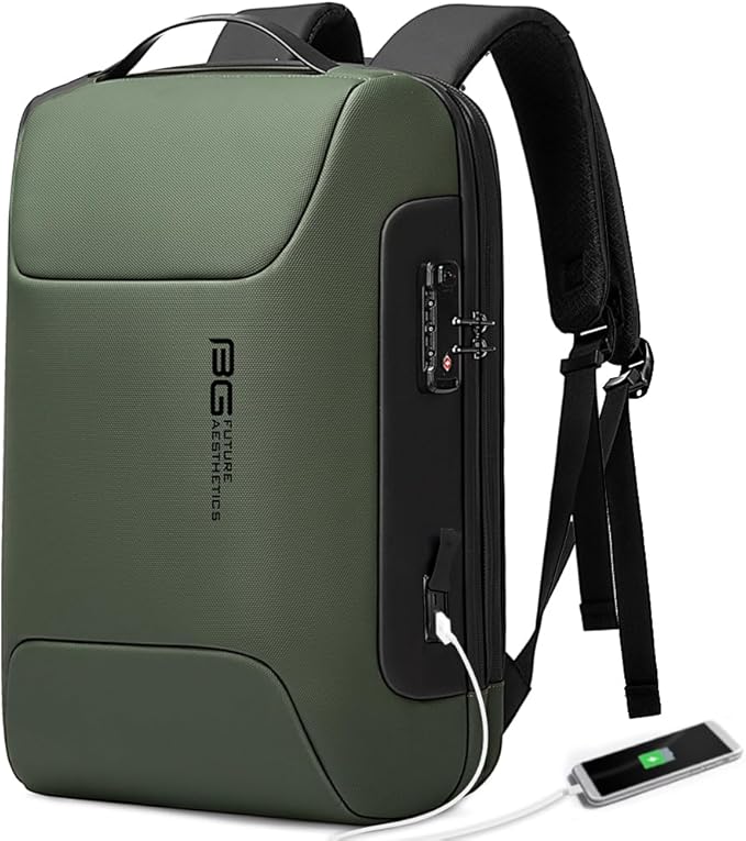 BANGE 15.6INCH Slim Laptop Backpack，Office Business Laptop with Lock, Anti Theft Travel Backpack with USB3.0 Charging Port for Men and Women…