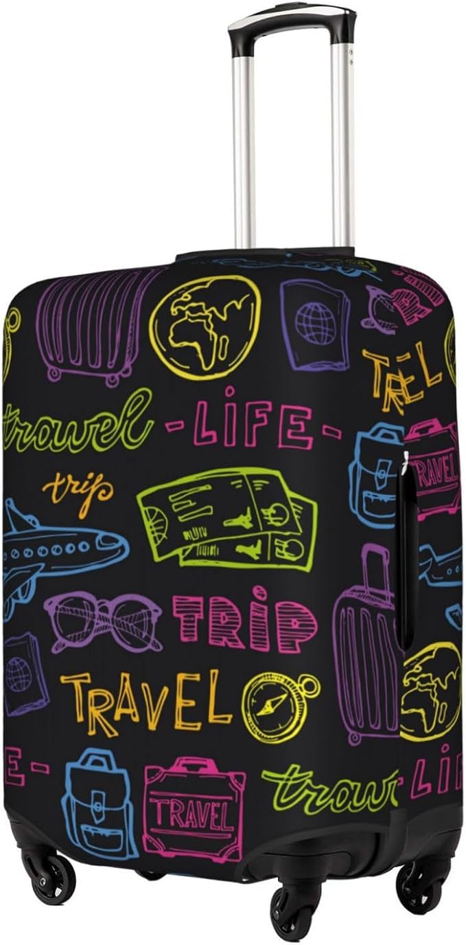 Trip Colored Graffiti Travel-Life Style Luggage Cover Washable Suitcase Protector, Luggage Tag Travel Birthday Gifts For Men Women(XL 29-32 Inch Luggage)