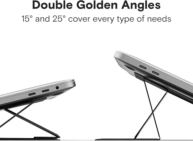 MOFT Laptop Stand for Desk, Stick-On Computer Stand with Dual-Angle, Ergonomic Laptop Riser Holder for Travel, Foldable & Portable MacBook Stand Fits 11.6"-16" Laptops, Silver (Adhesive Version)
