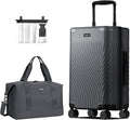 ECOHUB Hardside Expandable Carry On Luggage, 20" Rolling Luggage 22x14x9 Airline Approved with Spinner Wheels & TSA Lock, Lightweight Small Hardshell Travel Suitcase Valises, 20inch Carry-on Grey