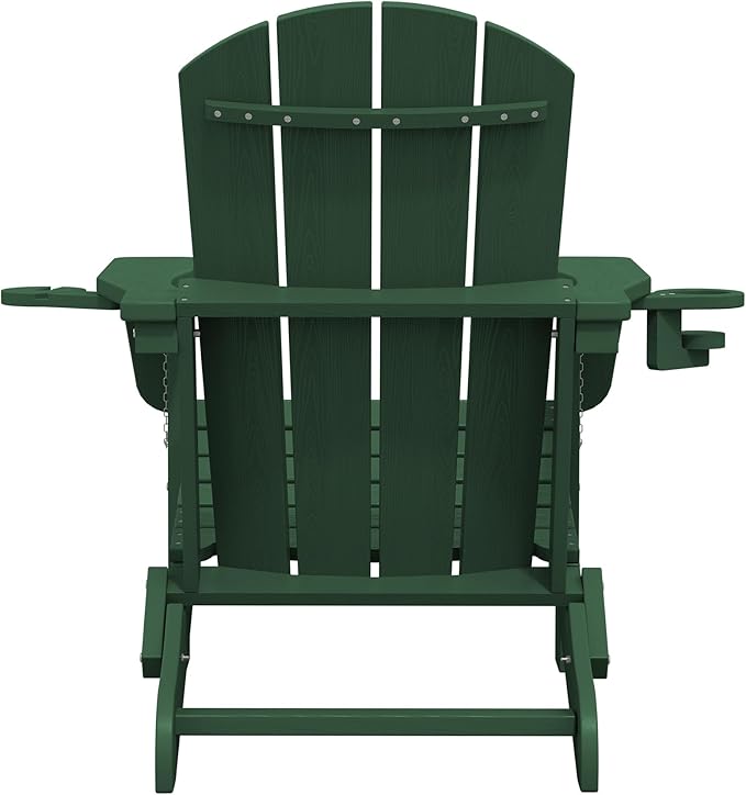 SERWALL Adirondack Chair with Cup Holders - Composite Adirondack Chairs HDPE Outdoor Chairs All Weather Use- Green