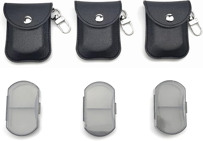 VOFOON 3 Pack Small Pill Organizer, Travel Pill Box for Purse, Keychain Pill Holder, Pocket Pill Container, 2 Times a Day Daily Portable Medicine Vitamin Case, Fish Oil Box, Supplement Box