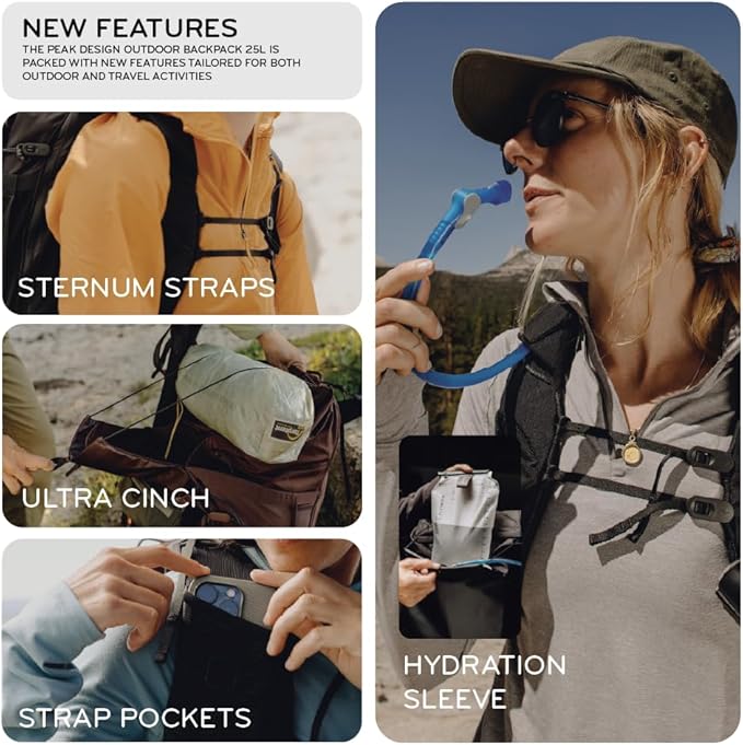 Peak Design Outdoor Backpack 45L, Eclipse, Lightweight Internally-Framed Backpack, Ultra Cinch Roll-Top Design, Ideal for Hikes, Camera Carry and Travel, Versatile Backpack for Men and Women