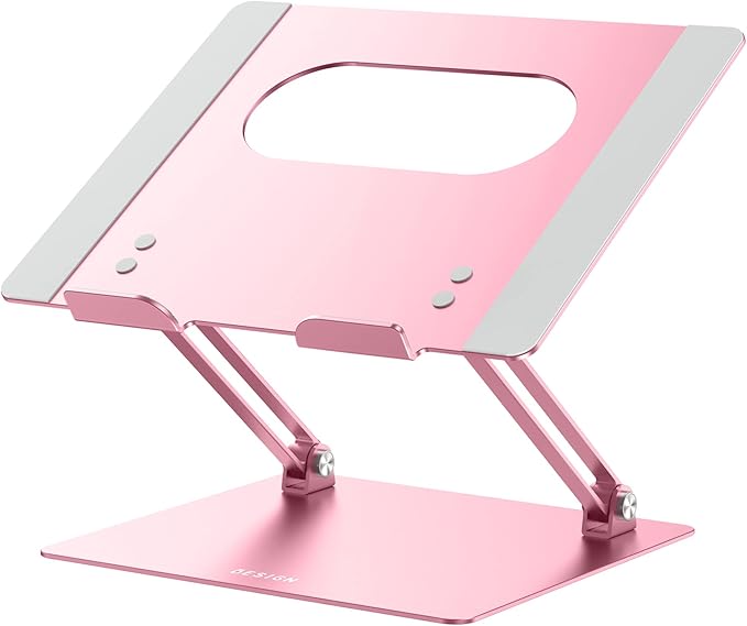 BESIGN LS10 Aluminum Laptop Stand, Ergonomic Adjustable Notebook Stand, Computer Holder Compatible with Air, Pro, Dell, HP, Lenovo More 10-14" Laptops, Pink