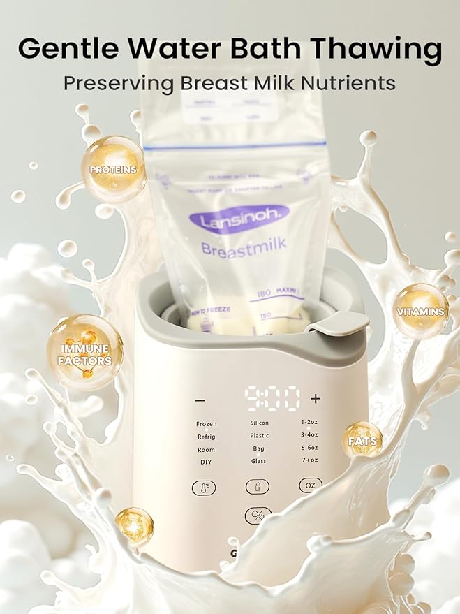 GROWNSY Bottle Warmer, 2025 Fast Baby Bottle Warmer for Breastmilk & Formula, Smart Temperature Control, with Timer, Thaw, Food Heater, Night Light, Calentador De Biberones for All Bottles