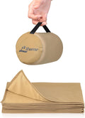 Travel Blanket Lightweight and Breathable, 67 x 48 in Soft Airplane Flight Blanket for Travelers, Foldable Camping Sheet with Stuff Sack for Train, Camp, backapcking, office, home(Creamy Brown)