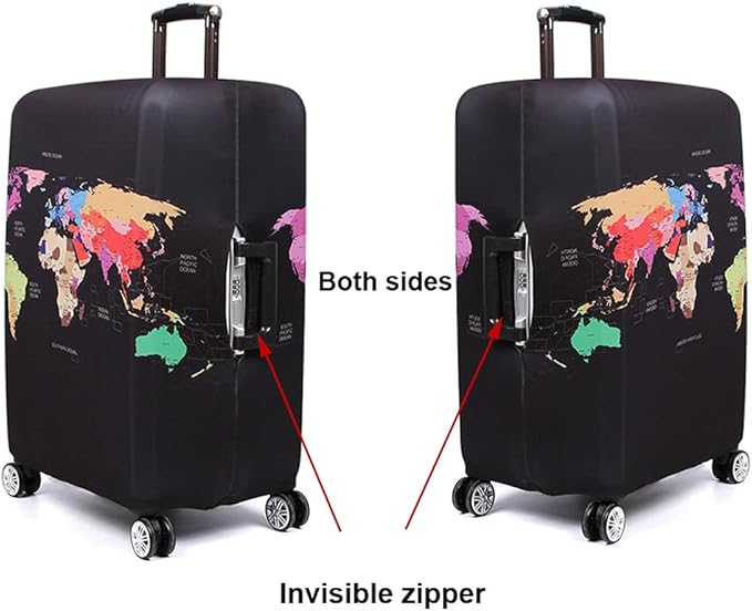 MosaiRudo Thicker Luggage Cover Elastic Suitcase Cover Protector Fits 18-32 Inch Suitcase Travel Accessories (World Map, M)
