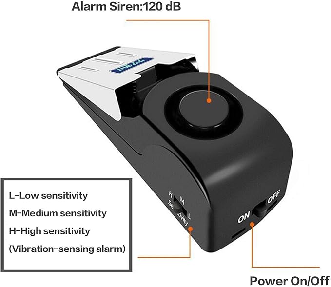 ZZRUI 2 Pack Door Stop Alarm with 120dB Siren, Wedge Door Stopper Security Device for Travel, Apartment, Hotel, Home – Portable Anti-Theft Floor Alarm for Entry Alert & Self Defense, Black