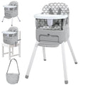 4 in 1 Portable Baby Highchair Convertible Highchair for Babies and Toddlers - Foldable Carry Small Box, High Chair, Infant Booster Seat, Dining Chair, Easy to Carry and Store (Grey)