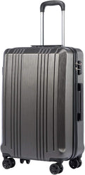 Coolife Luggage Suitcase PC+ABS with TSA Lock Spinner Carry on Hardshell Lightweight 20in 24in 28in (grey, S(20in))