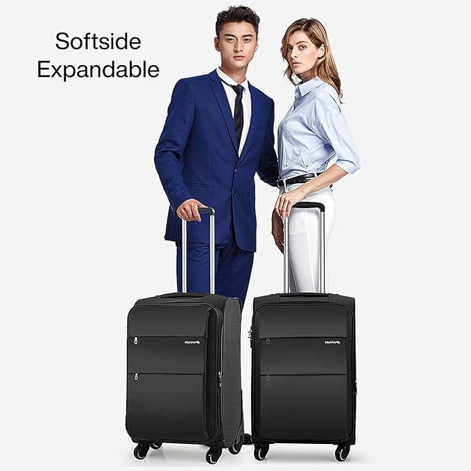 Hanke 24 Inch Expandable Luggage Large Suitcases with Wheels Softside Checked Luggage Rolling Suitcase with Lock Lightweight Travel Luggage for Men and Women 24 Inch Luggage.(Purple)