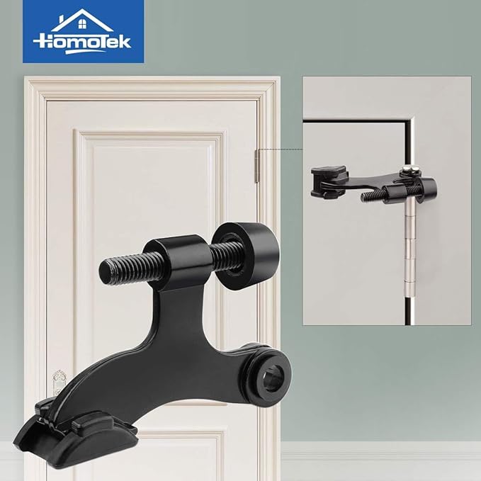 HOMOTEK 36 Pack Hinge Pin Black Door Stopper,Adjustable Deluxe Heavy Duty Door Stopper 2-1/2"x1-3/4”,with Black Rubber Bumper Tips