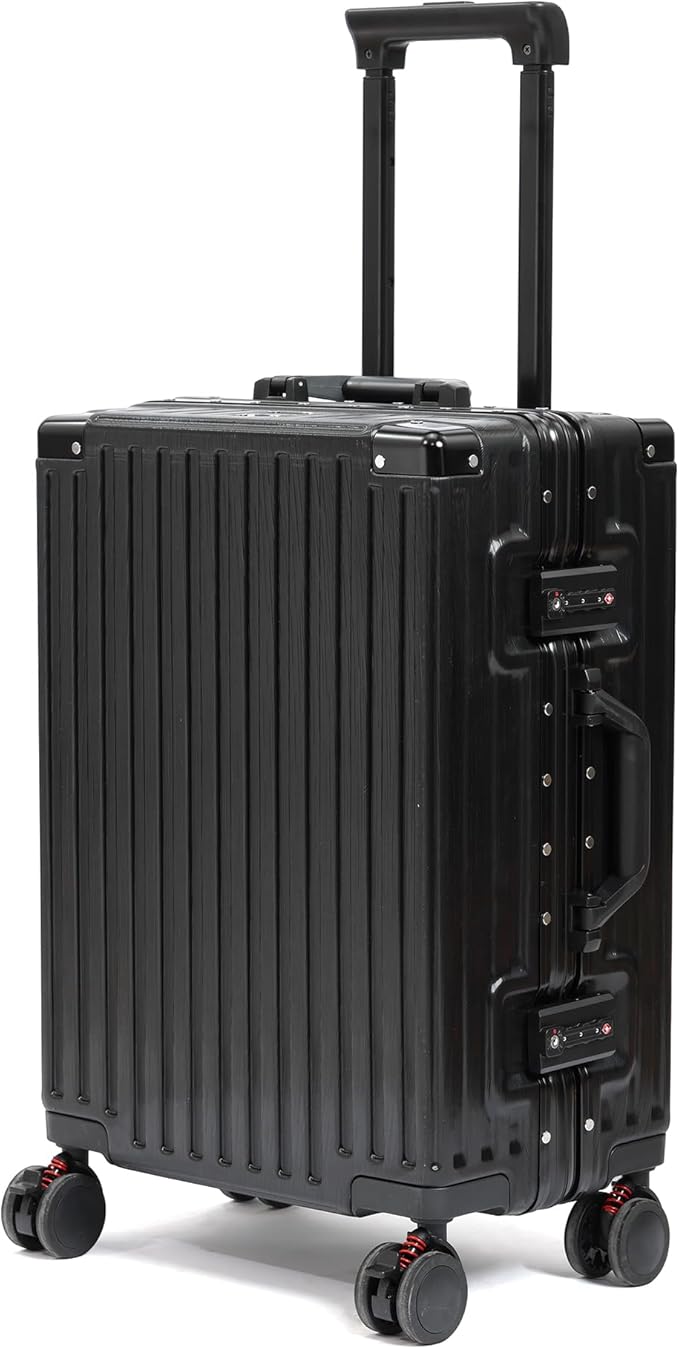 UrbanExporer 26 Inch Hardside Zipperless Luggage with Spinner Wheels, TSA-Approved Lock, Aluminum Frame, Lightweight Checked Suitcase for Travel, Black