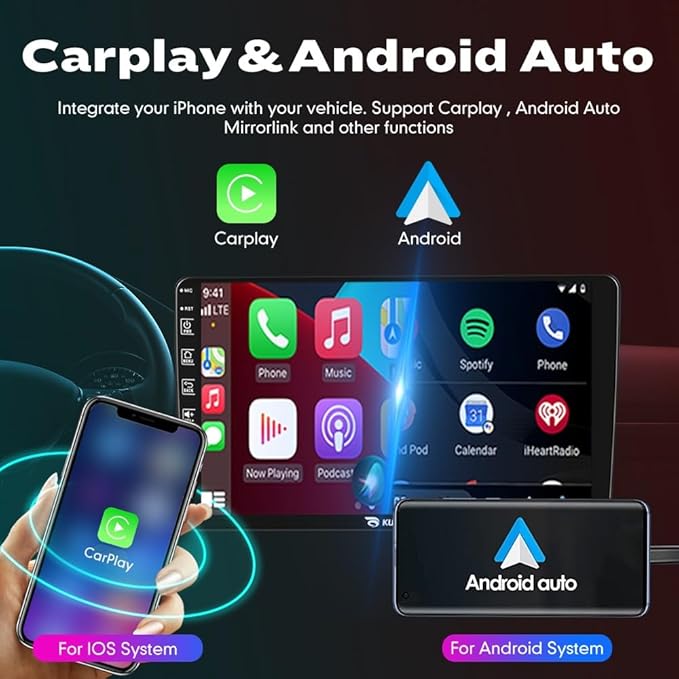 Kunfine Car CarPlay Android Auto Navigation Stereo GPS Radio Reverse Camera Display 9" IPS Touchscreen Headunit Tablet Pad Media Player for Subaru Forester 2007-2013, if Applicable Quad Core 2G+32G
