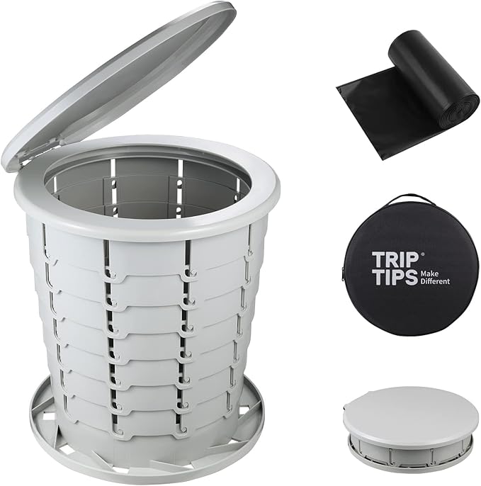 TRIPTIPS Upgrade Retractable Portable Toilet Travel Toilet Adjustable Height Camping Toilet Portable Potty for Adults Kids, Foldable Portable Toilet for Camping/Car