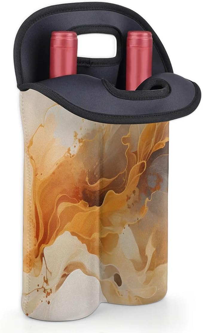Wine Carrier Tote Personalized Bag for 2 Bottles - Neoprene Wine Bottle Holder with Carry Handle, Wine Protective Bag Insulated Bag Beer Cans Water Bottle Holder for Travel Picnic,Style8