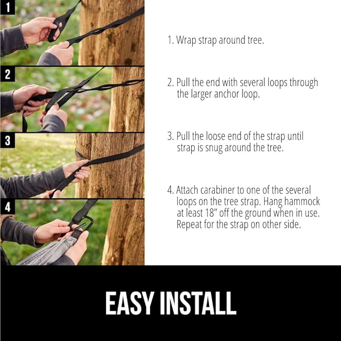 GORILLA GRIP Durable Portable Camping Hammock, Holds 500lbs with Heavy Duty Tree Straps, Comfortable Travel Swing, Camp Hammocks, Easy to Use and Install, Outdoor Essentials, Blue, 10x6.5 FT