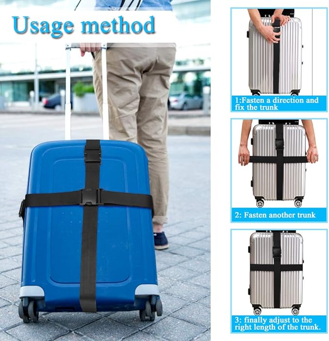 2Pcs Luggage Straps for Suitcase Travel Accessories TSA Approved, 80In Long Belts to Keep Your Suitcase Secure, Adjustable Bag Straps with Quick-Release Buckle for Travel Bag Closure, Orange