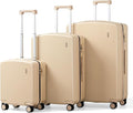 Hanke Hard Shell Luggage Sets 3 Pieces, Carry On and Checked Luggage Sets with Spinner Wheels, Durable PC Hardside Rolling Suitcase for Travel (16/24/28 Inch,Cuba Sand)