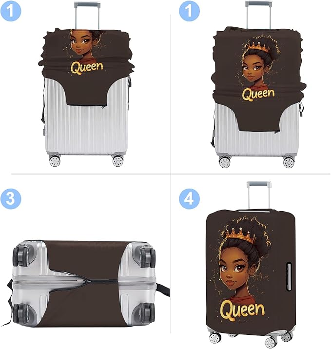 Luggage Cover Washable Suitcase Protector Anti-scratch Suitcase cover Fits 20-34 Inch Luggage (Girl-5, M(24-26inch suitcase))