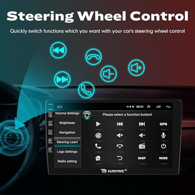 Kunfine Car CarPlay Android Auto Navigation Stereo GPS Radio Reverse Camera Display 9" IPS Touchscreen Headunit Tablet Pad Media Player for Subaru Forester 2007-2013, if Applicable Quad Core 4G+64G