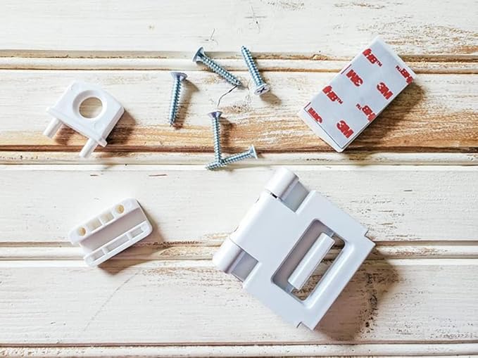 Door Lock for in-Swinging Doors, Home Security Latch Device, Childproof, Easy to Install (White)