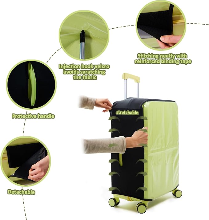 Clear Luggage Cover Protectors For Suitcases,Elastic Transparent waterproof PVC Suitcase Covers Protector Fit 20-30 Inch wheeled Luggage (22")