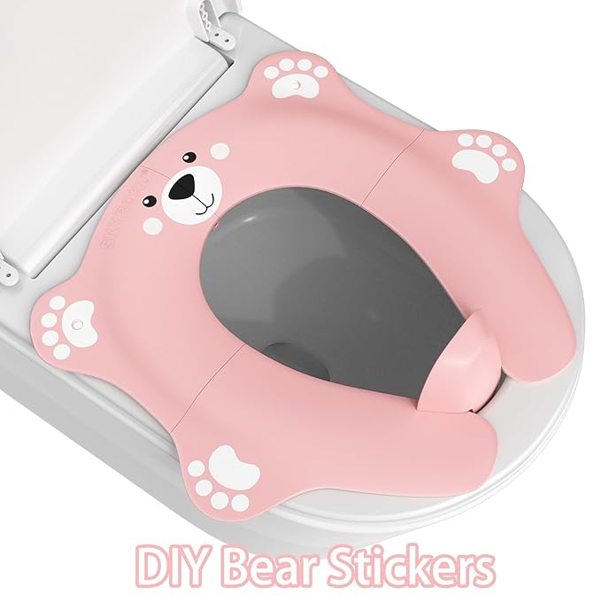 SKYROKU Foldable Kids Toilet Seat – Portable & Anti-Slip Travel Potty Training Seat for Toddlers,Safety material Baby Toilet Seat, Easy Clean & Compact for Home, Daycare, Grandparents House (Ages 2-6)