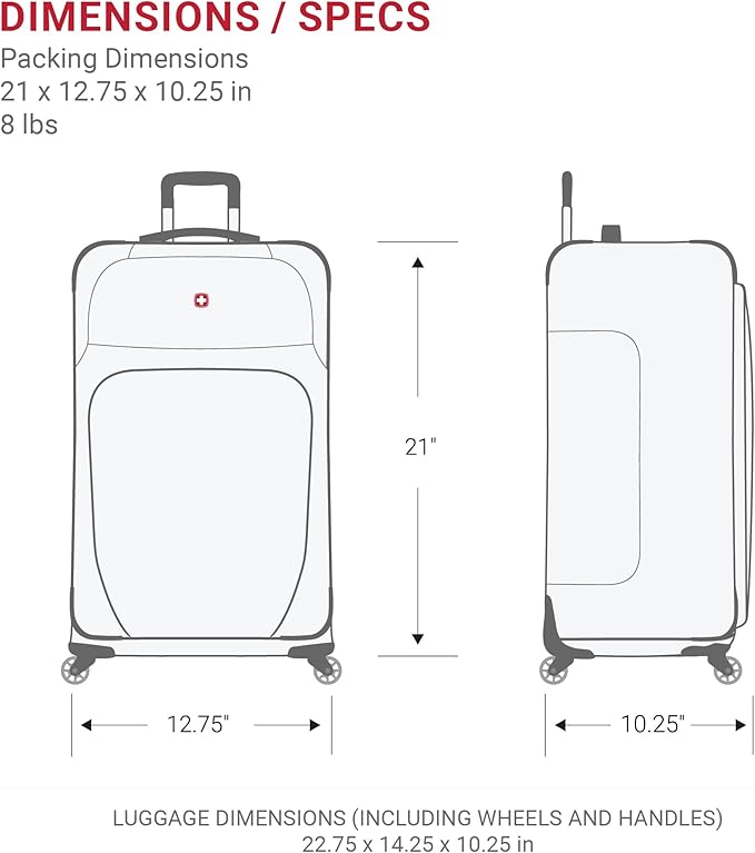 SwissGear Sion Softside Expandable Luggage, Dark Grey, Carry-On 21-Inch