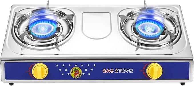 Vivicreate 2 Burner Propane Gas Stove Outdoor Cooking Portable Double Burner Propane Cooktop Burners for Camping BBQ Patio Frying Fogon Estufa Portatil Parrillas de Gas