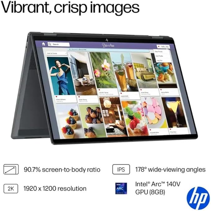 HP OmniBook X Flip 16 2-in-1 Laptop: 16" FHD+ Touchscreen, Intel Core Ultra 7 (NPU 47 Tops), 16GB RAM, 1TB SSD, Intel Arc 140V GPU, Copilot+ PC, Eclipse Gray, W/Pen Accessories, Windows 11