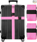 Luggage Straps for Suitcases TSA Approved-2 Pack Bright Personalized Luggage Belt Strap for Suitcase/Carry On Bag Luggage Accessories for Travel (Pink)