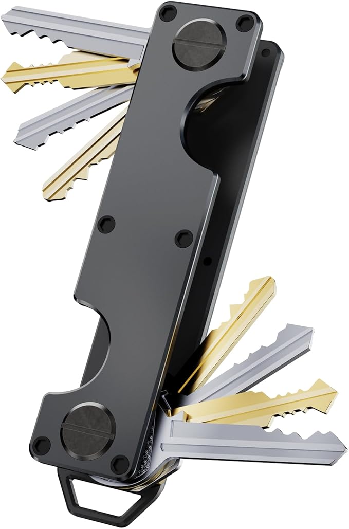 Key Organizer Key Holder Compact Key Case Minimalist Metal Key Chain Key Holder for Keychain Secures 8-10 Keys EDC