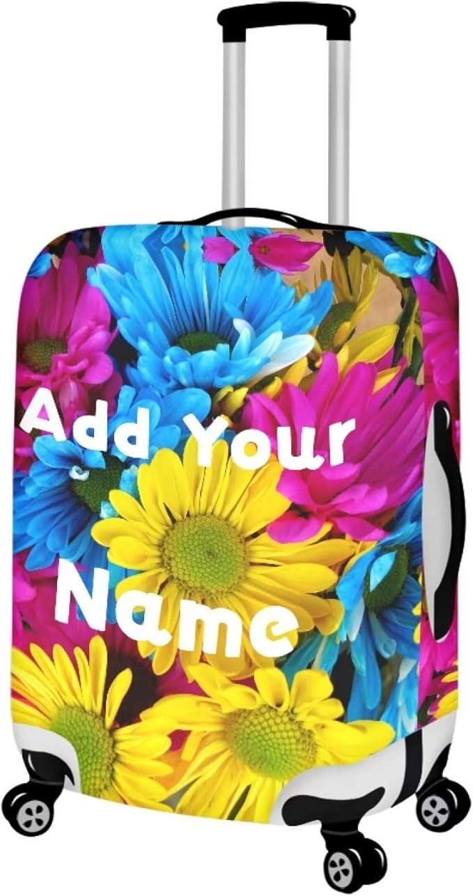 Customized Luggage Cover for Suitcase Personalized Name Suitcase Cover Fit 30-32 Inch Flower Luggage Covers Zip Closure Suitcase Cover Protector for Travel Business Anti-Scratch Baggage Cover