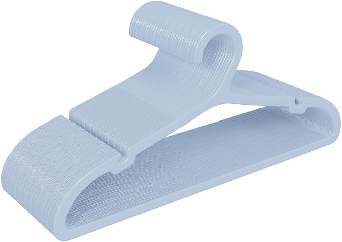 30 Pack Clothes Hangers, Non Slip Plastic Coat Hangers, Space Saving, Heavy Duty, Hanging Dry Wet Clothes, 16.4" x 8.3", Light Blue UAPY0530L
