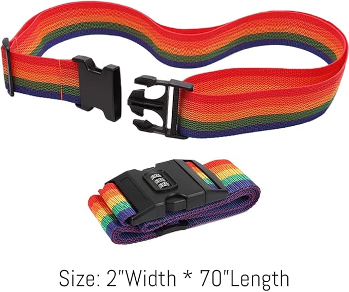 2PC Custom Embroidery Luggage Strap with Your Text/Name,Personalized Luggage Straps with Lock for Suitcases,Adjustable Suitcase Strap Belt Tag for Secure Travel