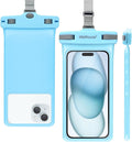 wellhouse Waterproof Phone Pouch, Waterproof Phone Case for iPhone 16 15 14 13 12 Pro Max XS Samsung, IPX8 3D Cellphone Dry Bag Beach Essentials (1 Pack - Light Blue7.0, 7 inch)