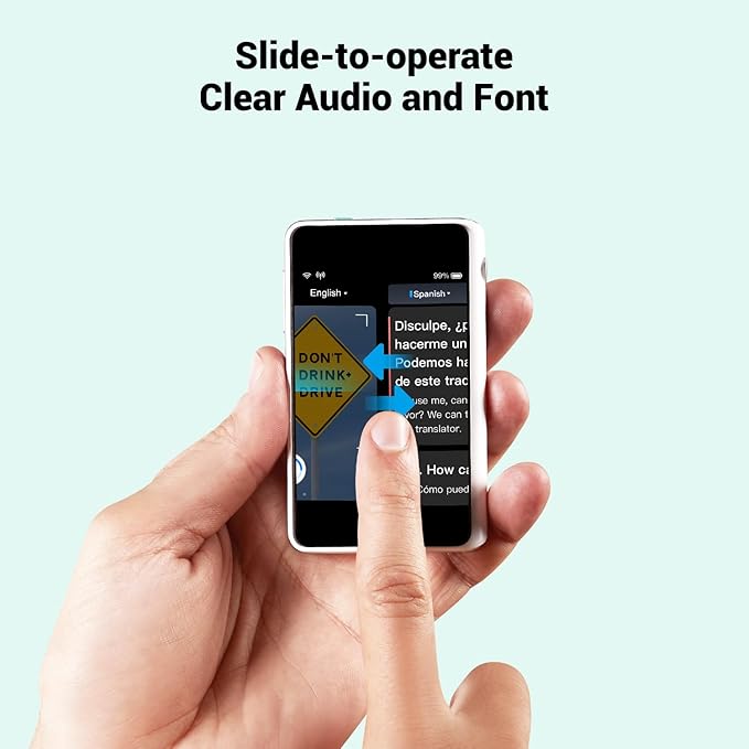 Timekettle, Fluentalk T1 Mini Translator Device No WiFi Needed, Built in 1-Year Global Mobile Data, Supports 40 Languages and Photo Translation, Instant Language Translator for Travelling White
