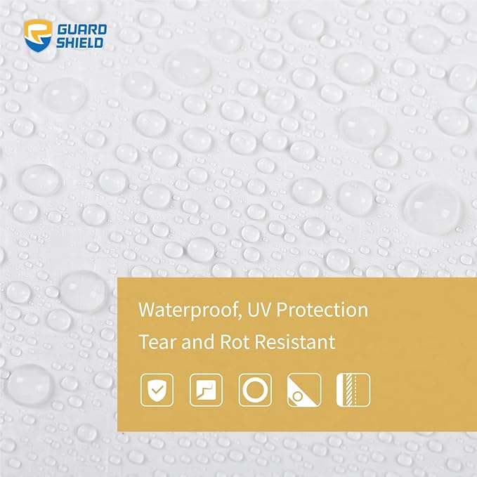 GUARD SHIELD Tarp White 16x20 Feet Multi Purpose Waterproof Poly Tarp Cover 5mil