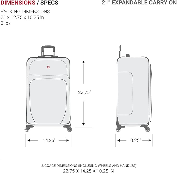 SwissGear Sion Softside Expandable Luggage, Merlot, 2-Piece Set (21/29)
