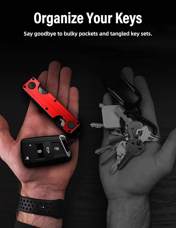 Key Organizer Key Holder Compact Key Case Minimalist Metal Key Chain Key Holder for Keychain Secures 8-10 Keys EDC