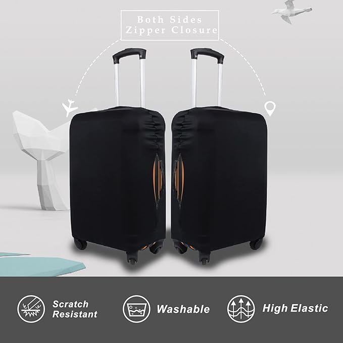 Explore Land Travel Luggage Cover Suitcase Protector Fits 23-26 Inch Case (Black, M)