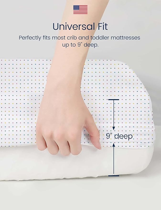TotAha Premium Stretchy Space Crib Sheets (2-Pack)-Hypoallergenic, Silky Comfort, Buttery Soft, Calming Effect, All-Season Jersey-Knit Sheets, 9'' Extra Deep Pocket