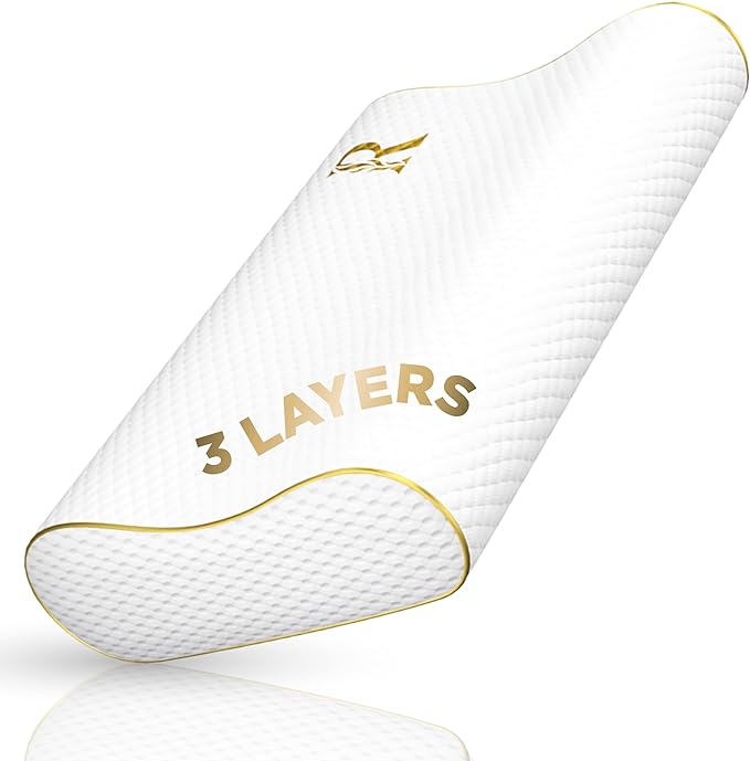Royal Therapy Travel Memory Foam Pillow, Camping, Cervical for Pain, Contour Pillow, Shoulder Pain, Neck Pain Pillow