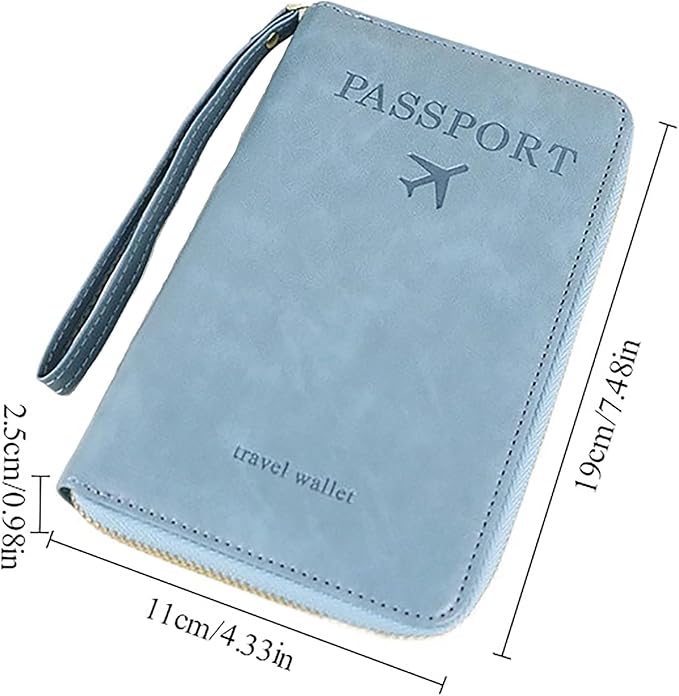 Rowgins Rfid Blocking Passport Holder Wallet, Rowgins Rfid Passport Holder with Zipper, PU Leather PassportHolder for Travel (PEACOCK BLUE)