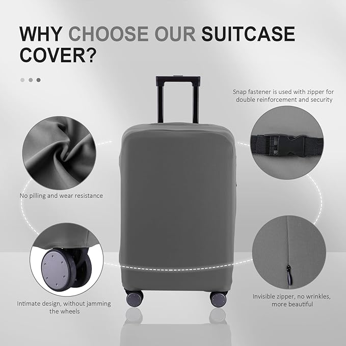 Travel Luggage Cover Suitcase Protector Scratch-Resistant Fit 19-31 Inch Suitcase, Not Included Suitcase (Slate Gray, L(26-27 inch))