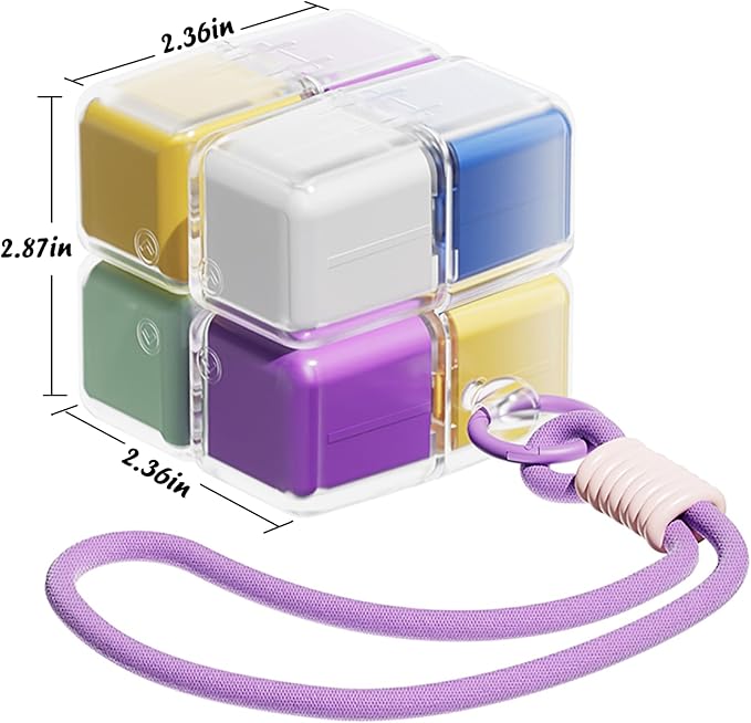 Travel Pill Organizer,Magnetic Cube Cute Pill Box,Pill Compact with 8 Compartment,Vitamin Cases Organizers 7 Day for Vitamins & Supplements (Purple)