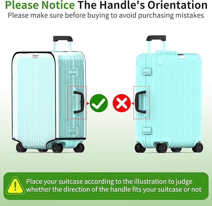 Suitcase Covers For Luggage, 26 Inch Clear PVC Luggage Covers Protector Full Thicken Transparent Waterproof Suitcase Sleeve With Large Velcro for 26" Wheeled Suitcases